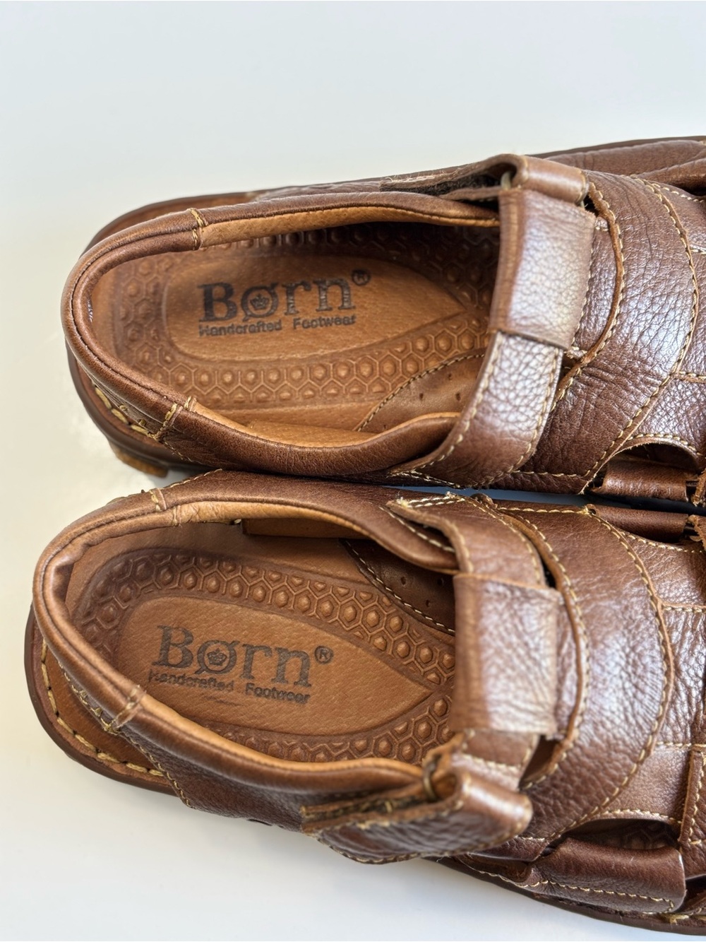 Born Cabot III Fisherman Sandals Men Sz 10 Brown Leather Closed Toe Comfort Shoe - Picture 13 of 16